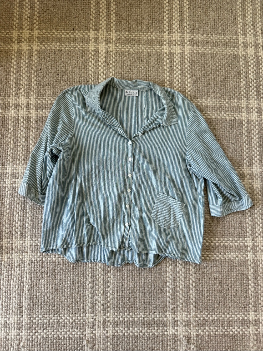 Habitat button pin stripe top